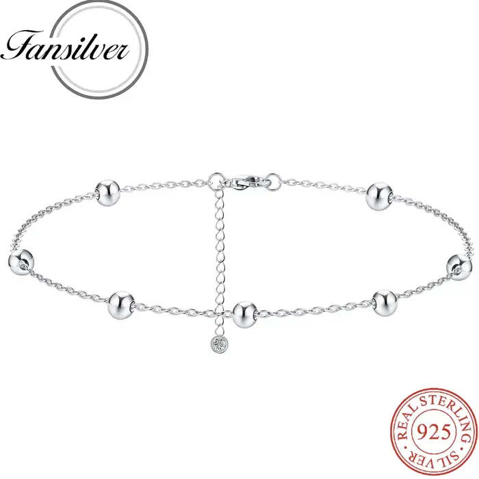 Bracelet de cheville en argent sterling 925 perlé pour femmes occasions spéciales bijoux de pieds romantiques et tendance