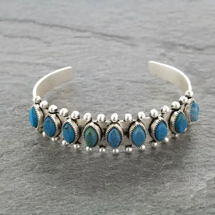 Bracelet Turquoise Vintage du Tibet pour femmes et hommes, Bracelets bohème ethnique gitane indien A