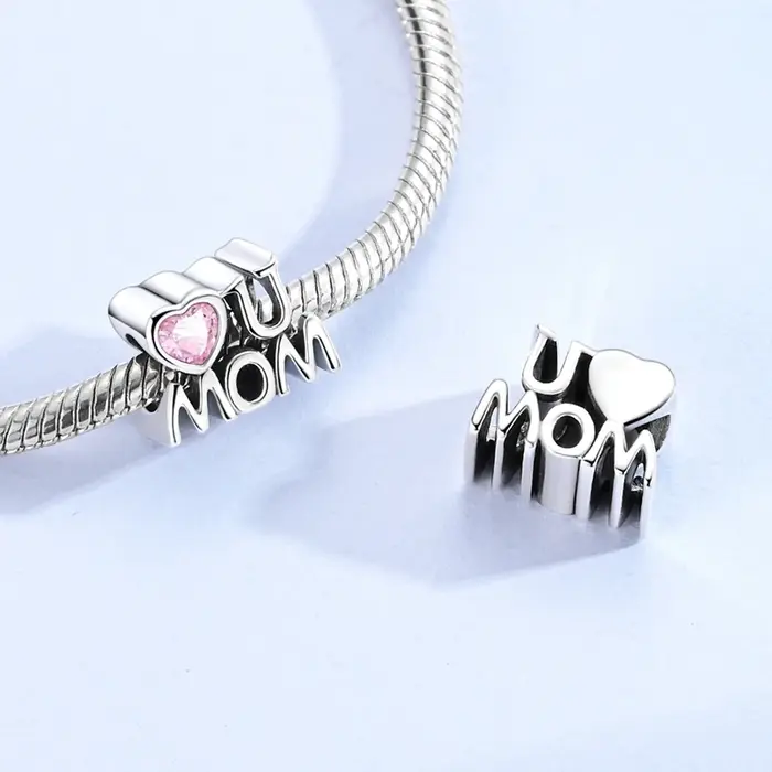 Breloques d'amour en argent sterling 925 pour mère