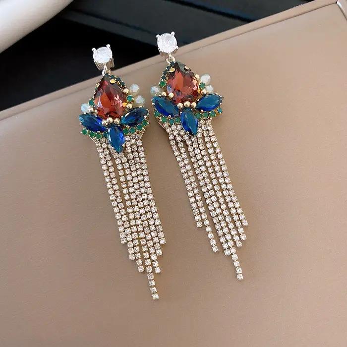 Boucles d'oreilles à pampilles en Zircon pour femmes