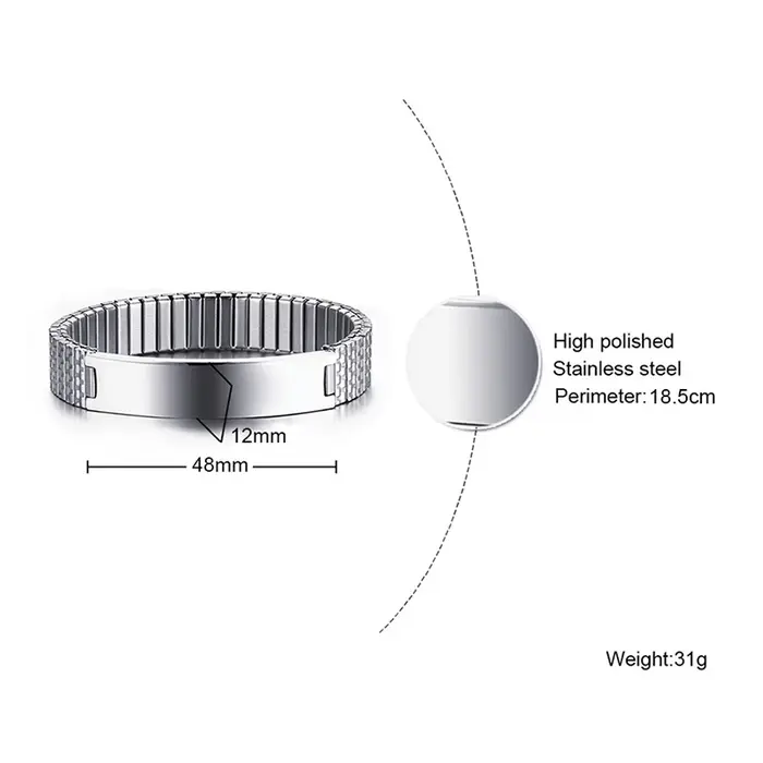 Hommes femmes personnaliser graver nom Image Bracelet extensible avec bande élastique en acier inoxydable bracelets personnalisés bijoux unisexe