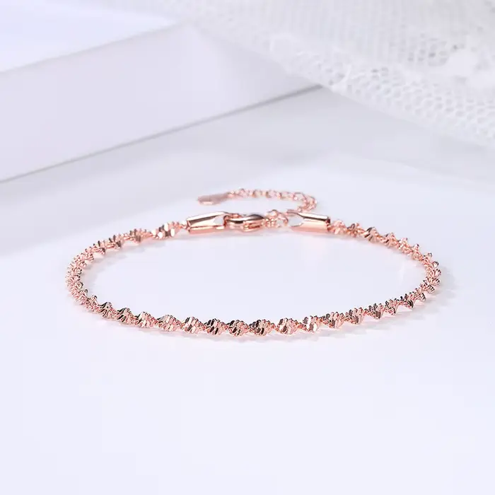 Bracelet en spirale torsadé pour femmes, bijoux tendance, lisse, exquis, ondulé, Grain torsadé, Rose, or, couleur argent, à la mode, cadeau, KBH064