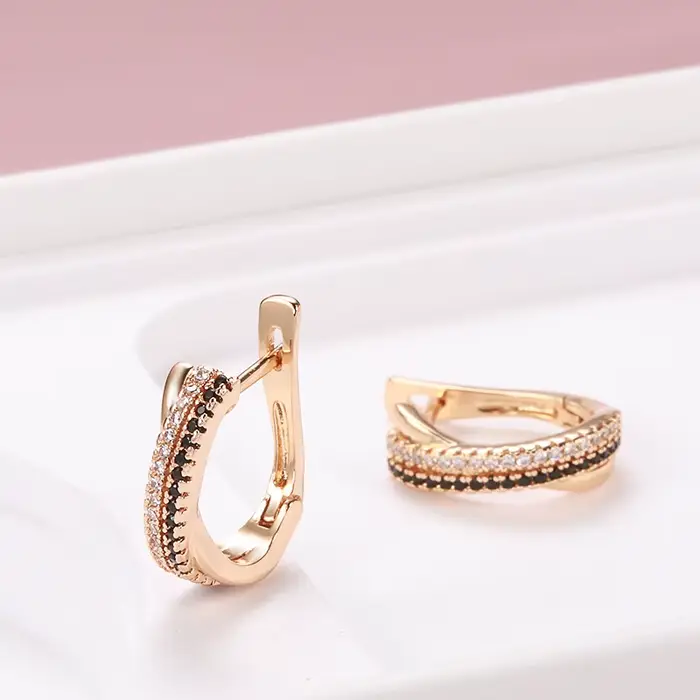 Boucle d'oreille en or véritable 14 carats pour femmes