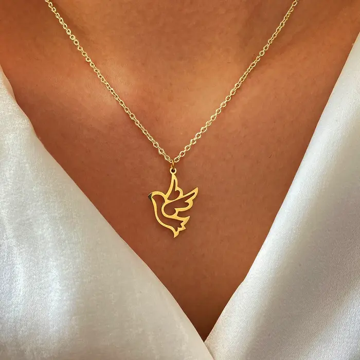 Colliers en acier inoxydable avec pendentif colombe de la paix