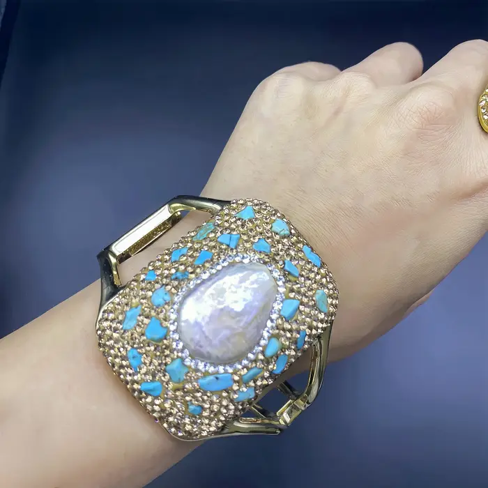 Bijoux en perles d'eau douce naturelles avec strass