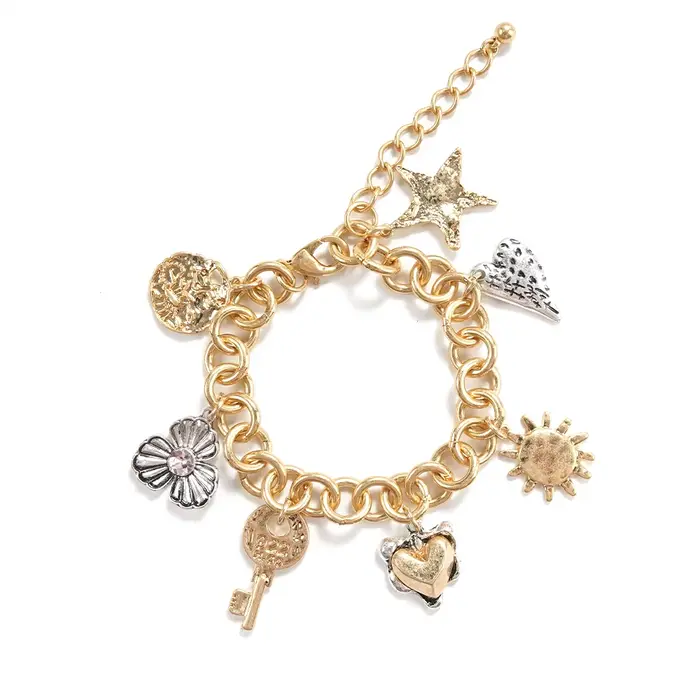 Bracelet fantaisie bohème à breloques mélangées pour femme