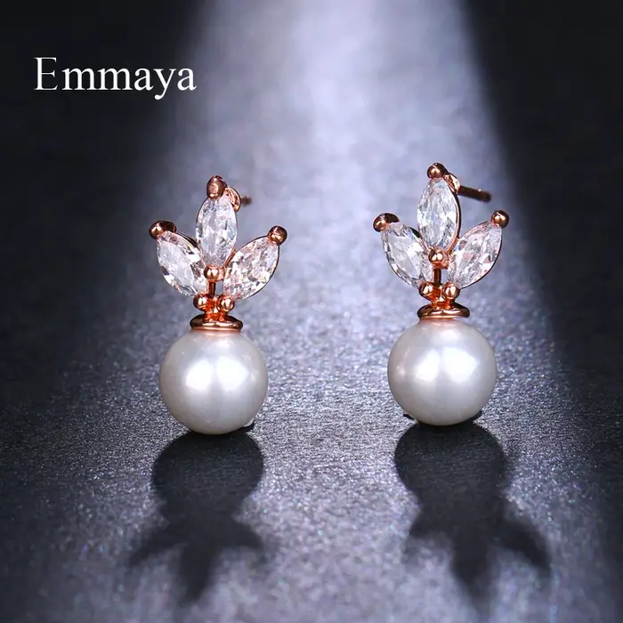 Emmaya luxe autrichien clair cubique zircone boucles d'oreilles pour femmes Imitation