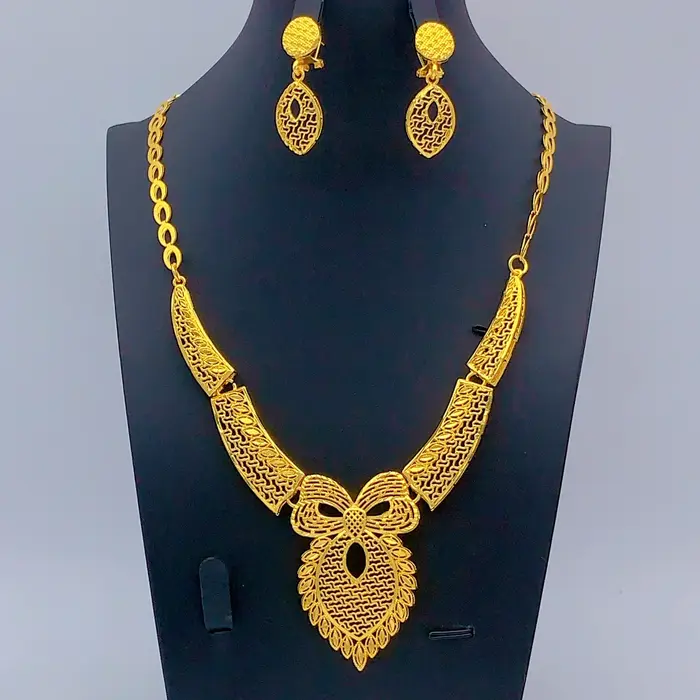 Ensemble de bijoux plaqué or 24 carats pour femmes, Nigeria, Dubaï, bijoux de mariée africains, coll