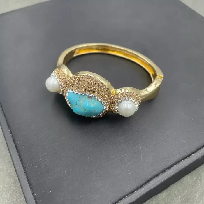 Perle d'eau douce naturelle bleu Turquoise