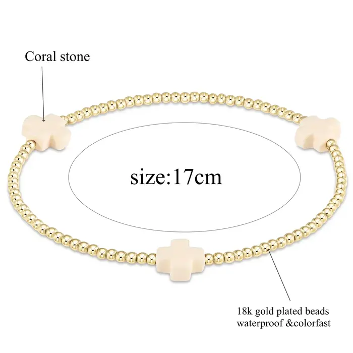 CCGOOD Bracelet croisé pour femmes Pulseras de luxe 3mm 18K plaqué or perles Bracelets empilables Boho bijoux d'été