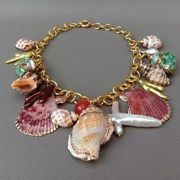 Collier de perles multi-coquillages pour femmes, bijoux de plage, vintage, mariage, fête, chaud, été