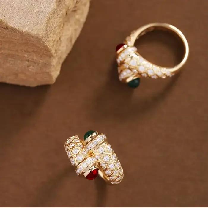 Bague rétro Vintage en or 18 carats pour femmes