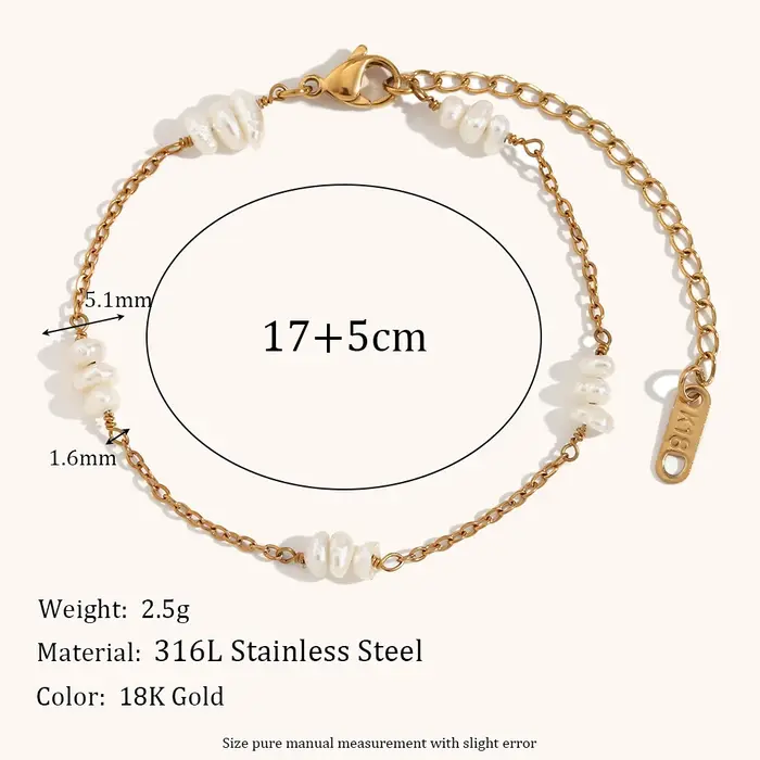 La.Muses-Bracelet en perles d'eau douce baroques pour femme, bracelet en acier inoxydable, cadeau de