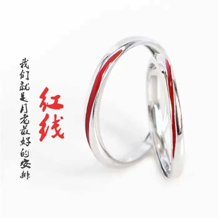 Nouvelle mode originale époxy rouge ligne 925 en argent Sterling plaqué populaire Simple personnalit