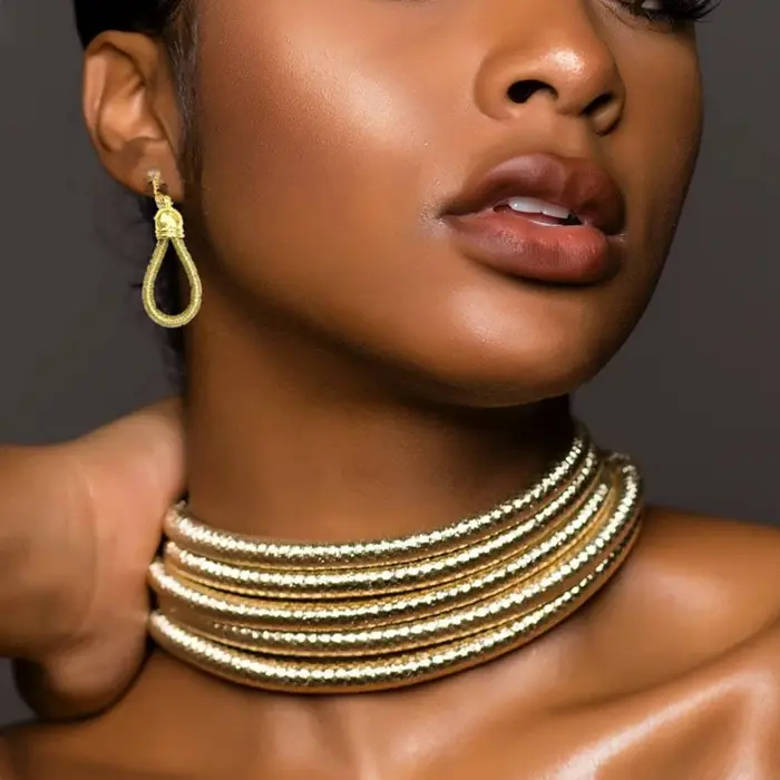 Ensemble de bijoux africains mode collier ras du cou bracelet magnétique bouton pour femmes occasions spéciales