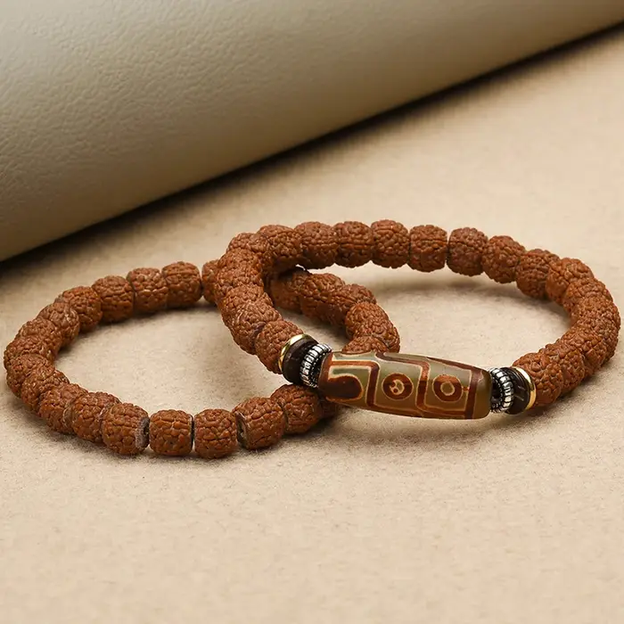 Bracelet Rudraksha Bodhi en bois naturel pour hommes et femmes, bracelet de méditation traditionnel, bijou spirituel pour occasions spéciales
