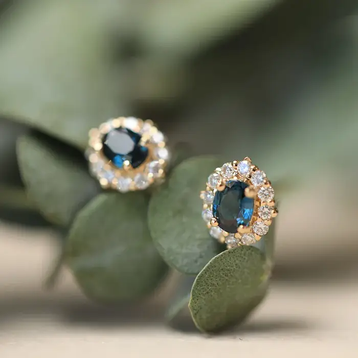 Boucles d'oreilles en argent Sterling S925 plaqué or 18 carats incrusté de Zircon bleu