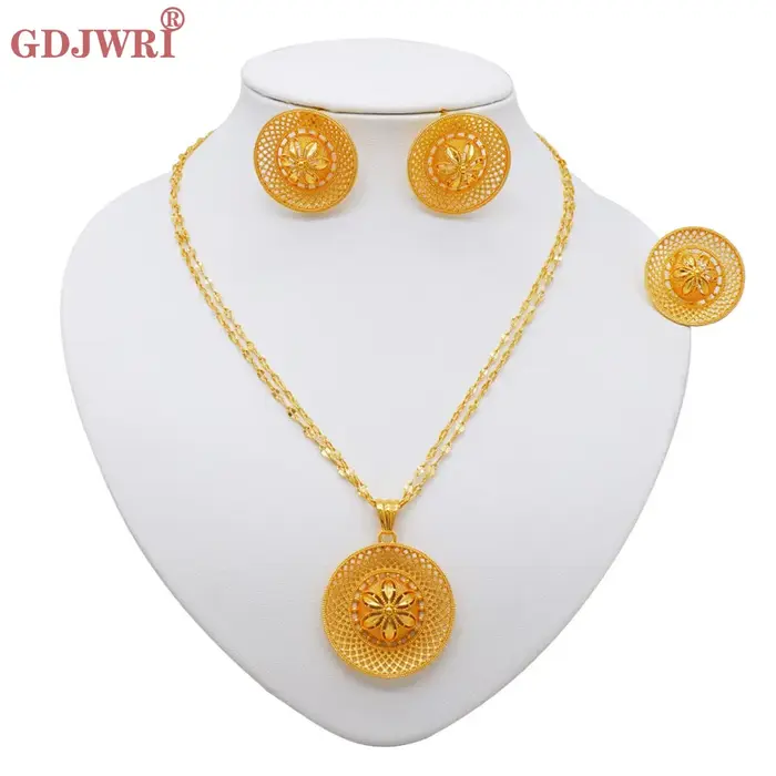 Nouveaux ensembles de bijoux éthiopiens collier boucles d'oreilles bague pour femmes filles femme mè