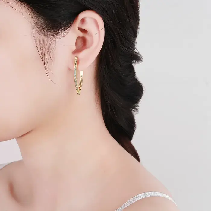 Boucles d'oreilles en argent Sterling 925 en forme de V