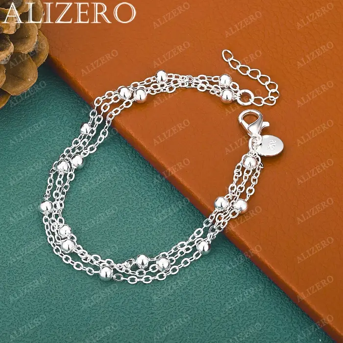 Bracelet en argent Sterling 925 pour femmes, chaîne à pampilles, perles, bijoux fins, à la mode, pou