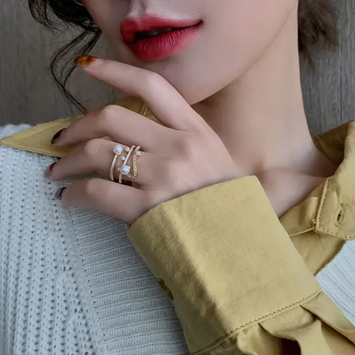 Bague réglable à trois couches pour femmes