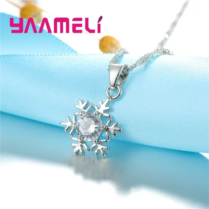 Ensemble de bijoux flocon de neige en argent Sterling 925 pour femmes