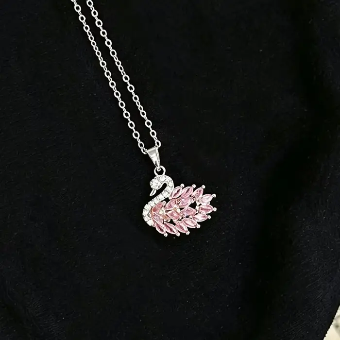 Collier en argent Sterling 925 pour femmes, bijoux de luxe en cristal, pendentif en forme de cygne, 