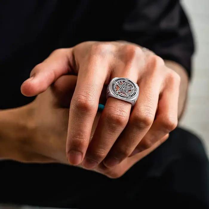 Eudora-Bague Ajustable Pentagramme en Argent Sterling 925