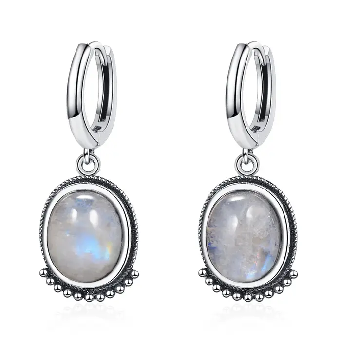 Boucles d'oreilles Vintage en Labradorite naturelle pour femmes, élégantes, rétro, pierre de lune, g