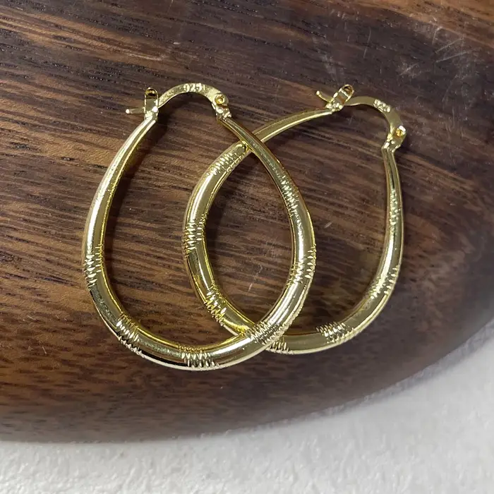 BF CLUB 925 boucles d'oreilles en argent Sterling pour les femmes à la mode Simple grand ovale or boucle d'oreille bijoux prévenir l'allergie accessoires de fête