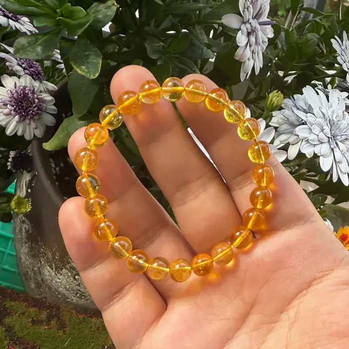 Bracelet en perles de citrine naturelle pour femmes et hommes