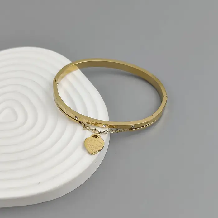 Bracelets et Joncs Classiques en Acier Inoxydable Couleur Or
