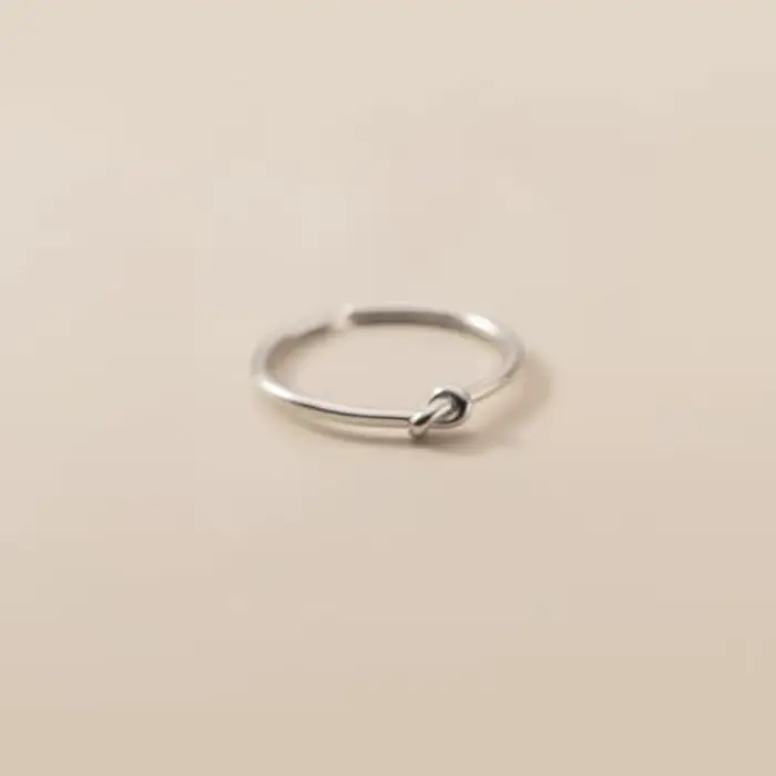 Bague ajustable classique couleur argent avec nœud, bijou de mode pour femmes charmantes, accessoire