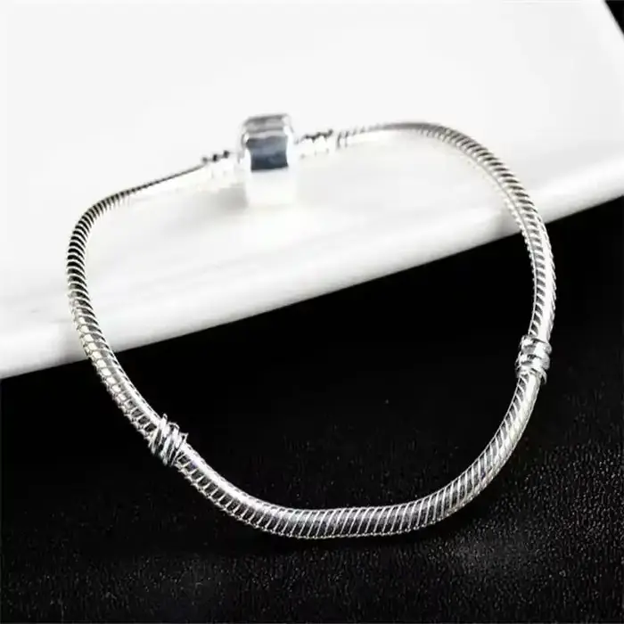 Bracelet en argent sterling 925 pour femmes style moderne avec breloques perles serpent lien chaîne classique poignet bijoux engagement