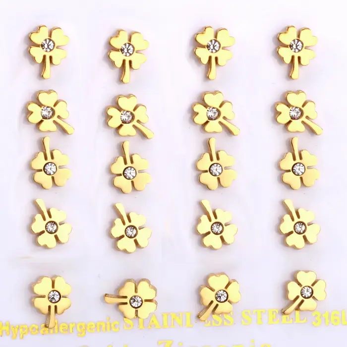 Boucles d'oreilles de luxe en zircone cubique dorée avec petite fleur en cristal scintillant acier inoxydable pour femmes et filles occasions spéciales