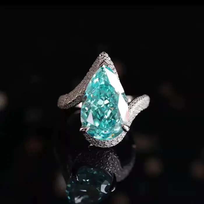 Bague en argent sterling 925 avec tourmaline Paraiba simulée 2026 - Bijou fantaisie de luxe pour fem