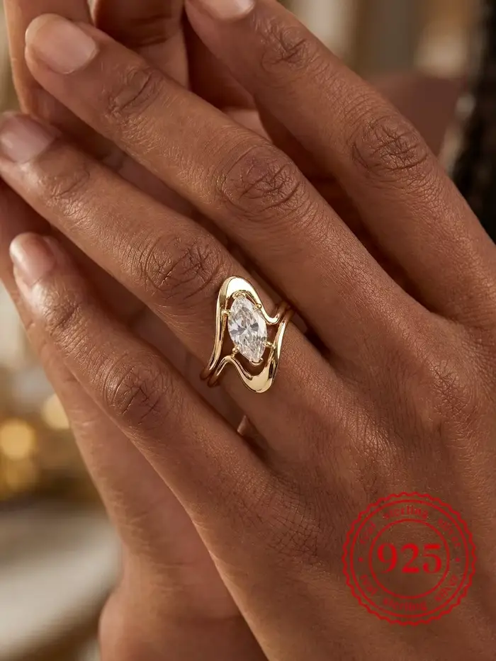 Bague minimaliste en argent Sterling 925 pour femmes, avec Zircon de forme Marquise, pour anniversaire, fête quotidienne, bijoux fins de haute qualité