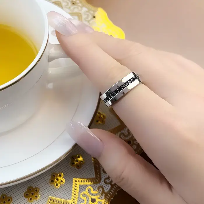 Bague éternité classique noir Style européen