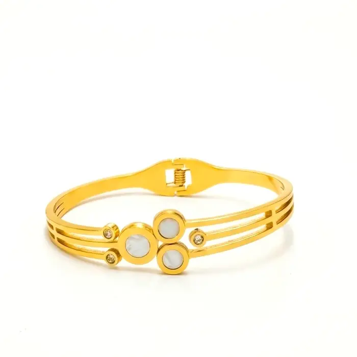Bracelet ouvert doré, bracelet classique en acier inoxydable pour femme, bijou de mode, cadeau de fê