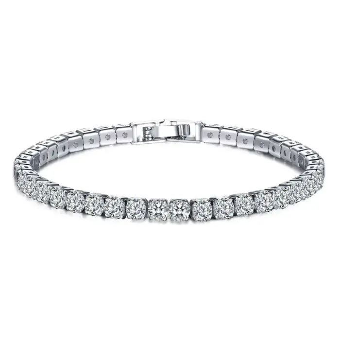 Bracelet de tennis en argent regardé 925 pour femme, incrusté de zinc, cristal galvanisé, or 18 cara