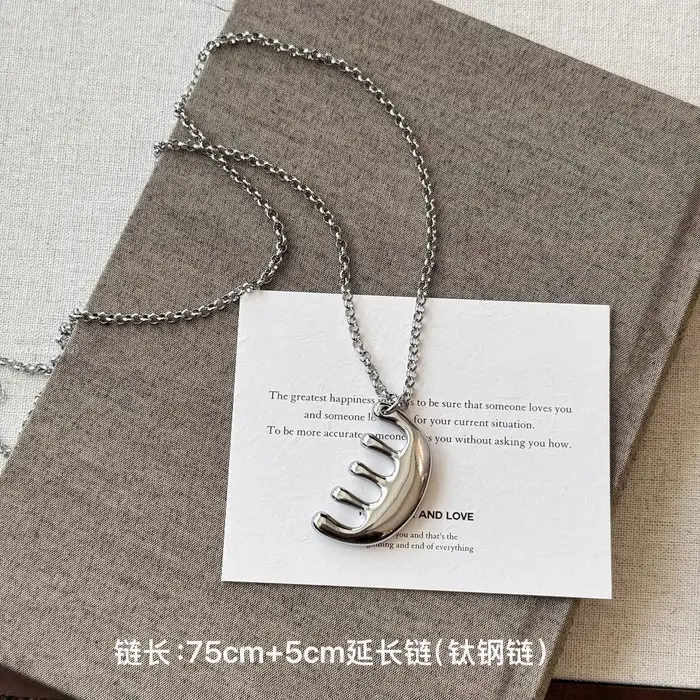 Collier en cuir avec pendentif peigne lisse, chaîne de pull, chaîne de clavicule Simple pour femmes