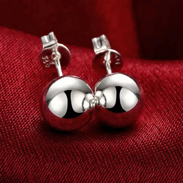 925 argent rond 6/8/10mm perle boucles d'oreilles pour femmes fille enfant enfants bijoux boucles d'