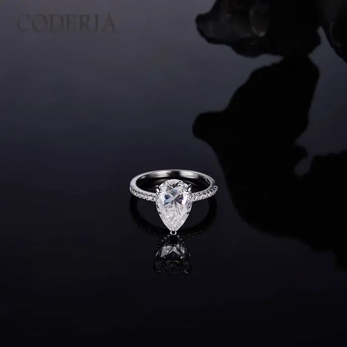 Bague de fiançailles pour femme en argent sterling 925 avec pierre de moissanite de couleur D de 4 carats 8*12 mm