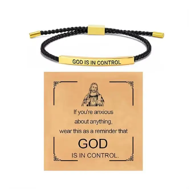 Bracelet d'inspiration élégant «il est dans le contrôle», bracelet avec lettres gravées pour femmes 