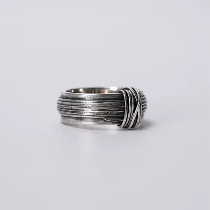 Bague Multi-Lignes Enveloppée Vintage Argent Sterling 925 Homme Occasions Spéciales Partie Cadeau Bague Van Cleef
