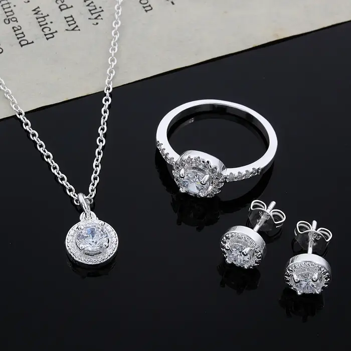 925 argent Sterling mignon solide cadeau de noël noble mode élégante femmes brillant cristal CZ coll