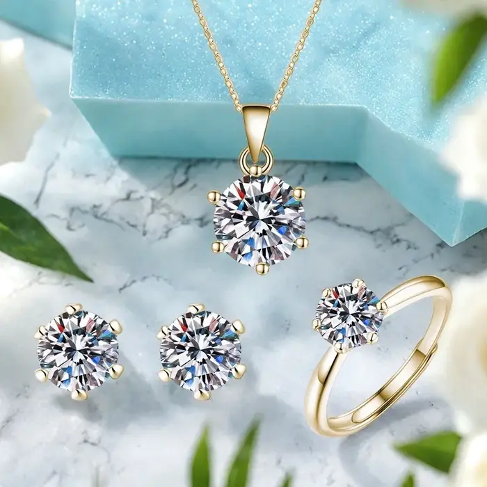 BOCARMAN Ensemble de bijoux 3 pièces en moissanite certifiée GRA pour femme, comprenant un pendentif