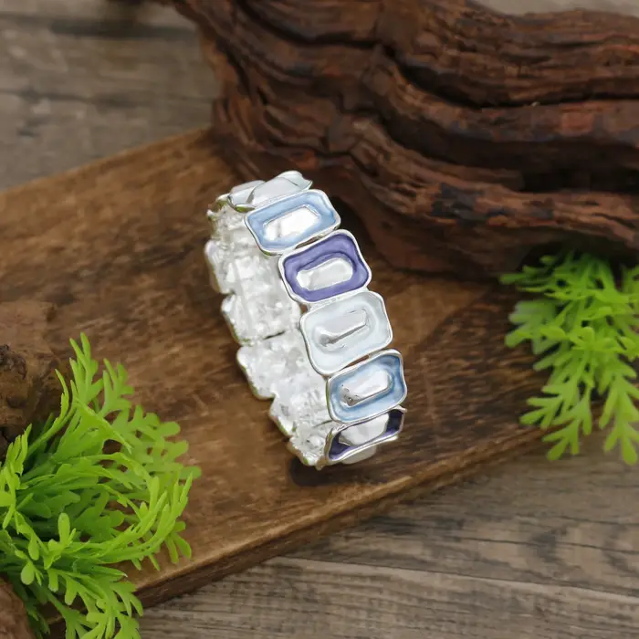 Nouveau bracelet élastique géométrique carré en émail coloré pour femme, bracelet quadrilatère simpl