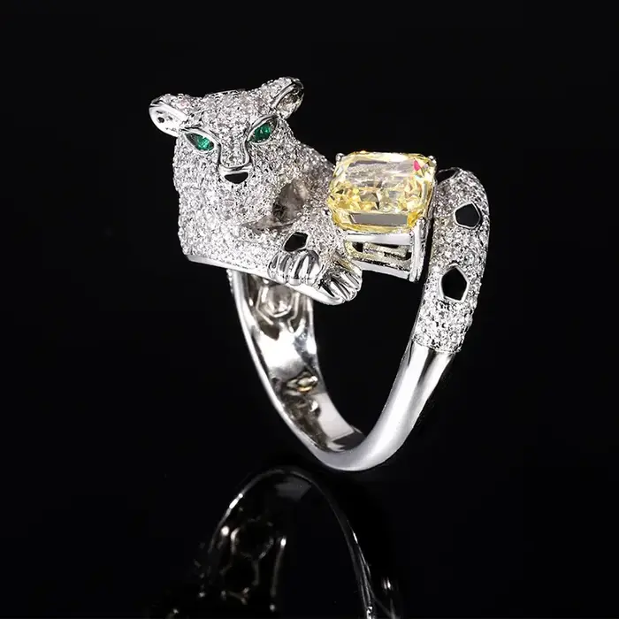 Bague réglable léopard de luxe 5A, cristal de zircone cubique classique pour femmes, proposition de 