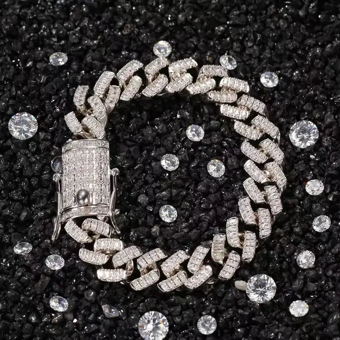 Bracelet nouveau bracelet cubain rétro en cuivre et zircon incrusté